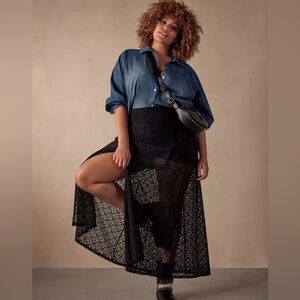 NWT Torrid Festi Lace Maxi Skirt Vintage Black Size 5X